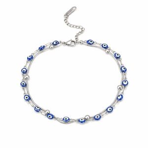 Silver Turkish Hamsa Evil Eye Anklet